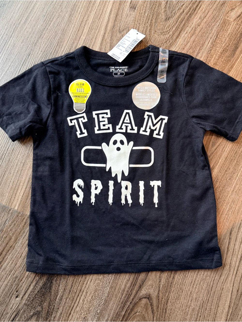 NWT The‎ Children's Place Black "Team Spirit" Ghost Graphic Tee